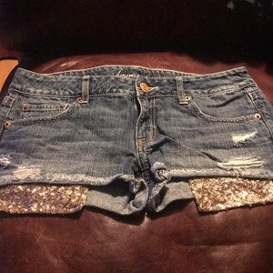 American Eagle. Sequin Jean shorts